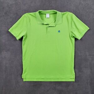 Brooks Brothers Performance Polo Mens Large Green Slim‎ Fit Cotton Short Sleeve